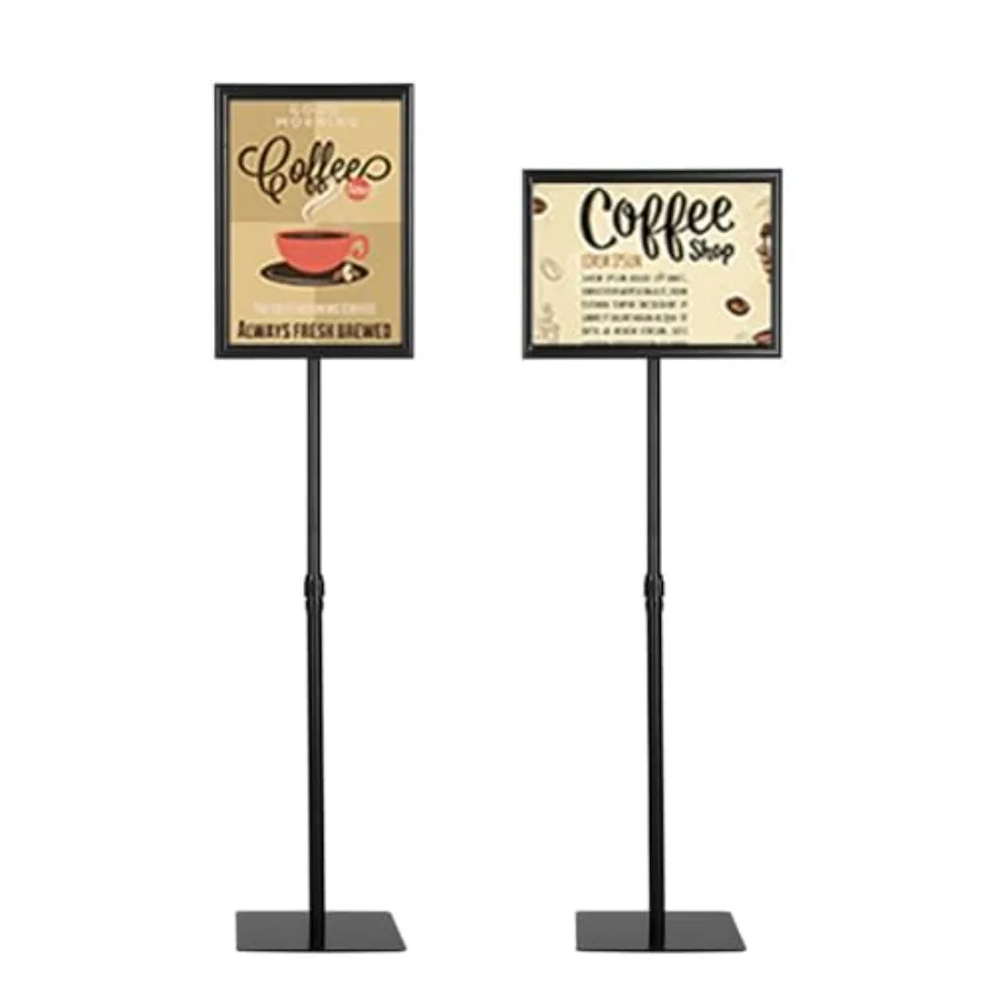 

Adjustable Floor Sign Stand Heavy Duty Pedestal Holder with Aluminum Snap Open Frame for 8.5x11 Inches Both Vertical and Horizo