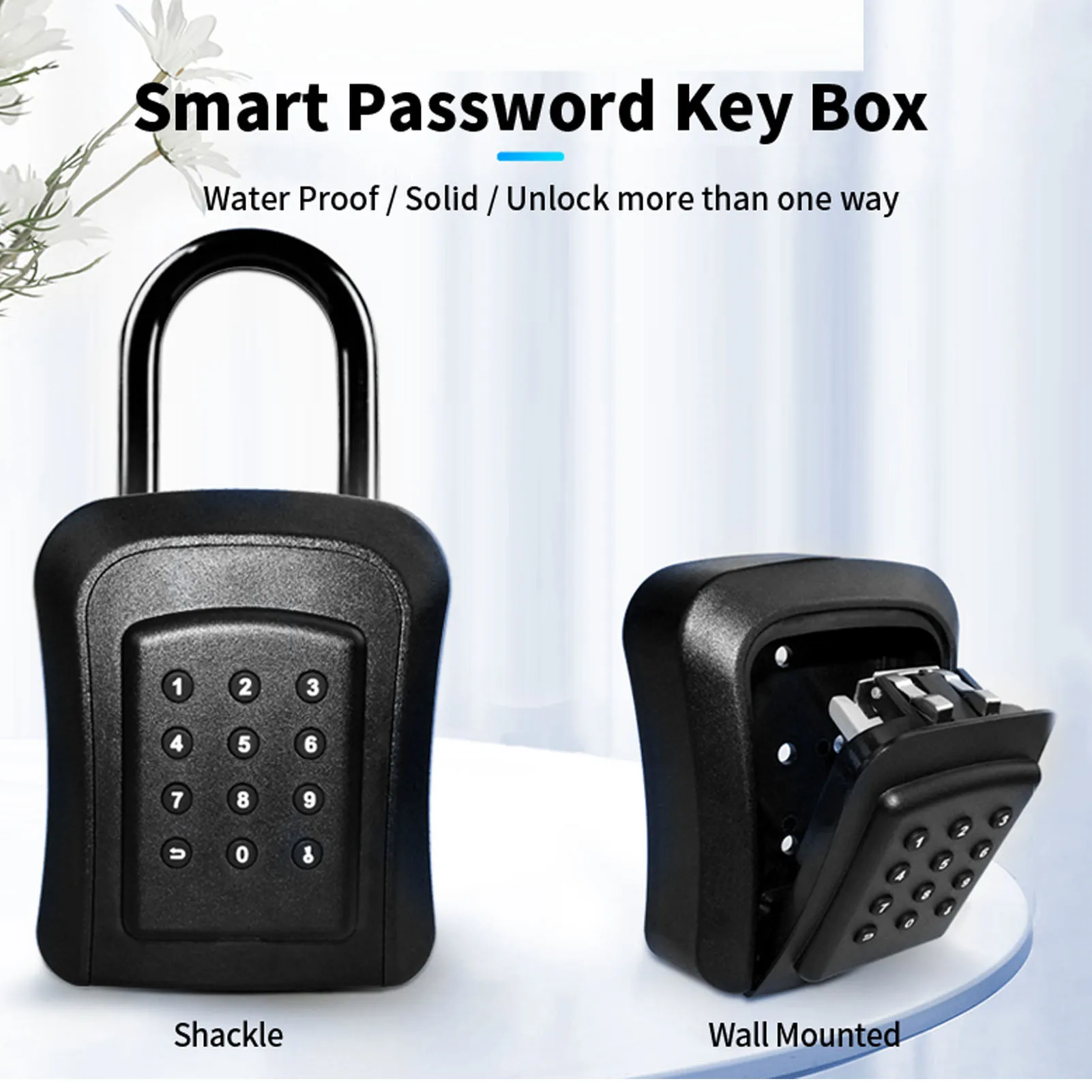 Portable Smart Key Lock Box Bluetooth Mechanical Keyless Entry App Control U Shackle IP65 for Home Garage Office