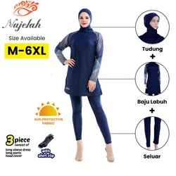 Burkini Muslim Full Cover Ups For Swimwear Modest Swimsuit Hijab Islamic 3PCS Long Sleeve Swimming Suit Plus Size Swim Bathing