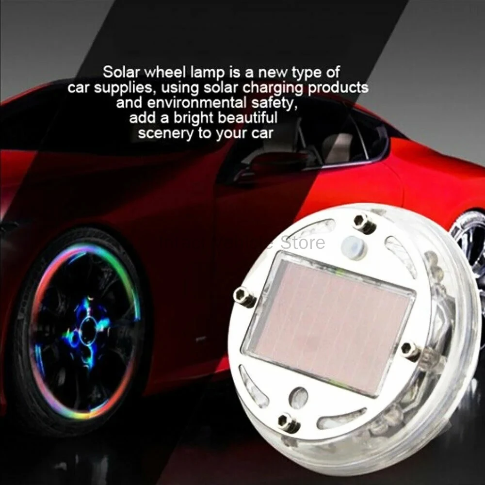 1/2/4pcs LED Light Solar Energy Flash Car Wheel light Hub bulb Tire Tyre Valve Cap Lamp Wheel Center Caps Wheels Tires Car Light view 3