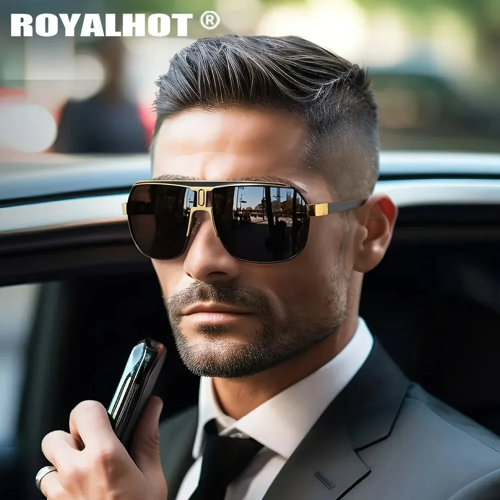 RoyalHot الرجال النساء الاستقطاب سبيكة مربع المتضخم إطار النظارات الشمسية القيادة نظارات شمسية ظلال Oculos Masculino الذكور 60041