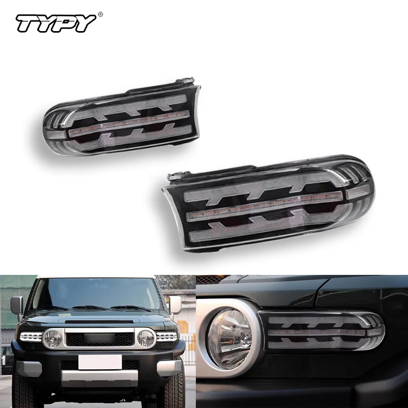 

TYPY 2 шт. светодиодные дневные ходовые огни для Toyota FJ Cruiser 2007-2022, желтый указатель поворота, бампер, светодиодная лампа DRL