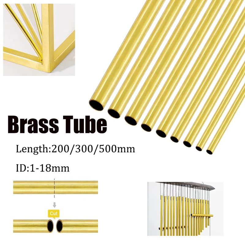 Brass Tube Diameter 2/3/4/5/6/7/8/9/10/12/16/18/20/25mm Length 200/300/500mm Round Pipe Tubing Brass Rod  Brass Tube Cutting
