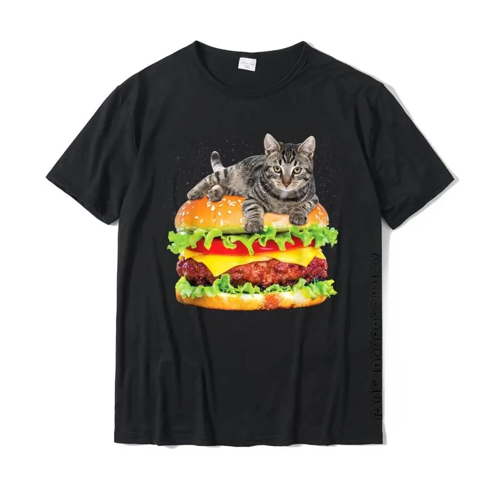 Camiseta con estampado de gato spacecial para mujer camiseta divertida con estampado de hamurguesa inteligente y gato