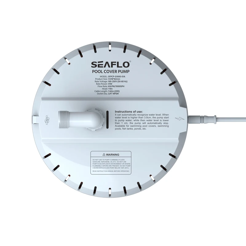 

115/230 VAC Low Pressure Swimming Pool Cover Pump With IC Chip Automatic On/Off Control 1000GPHATV&UTV