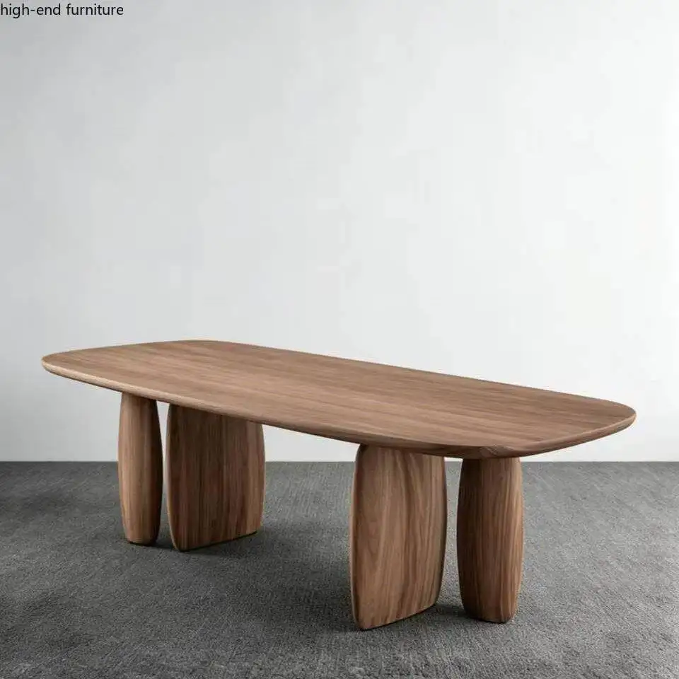 Medieval black walnut solid wood dining table simple retro tea table large board dining table desk