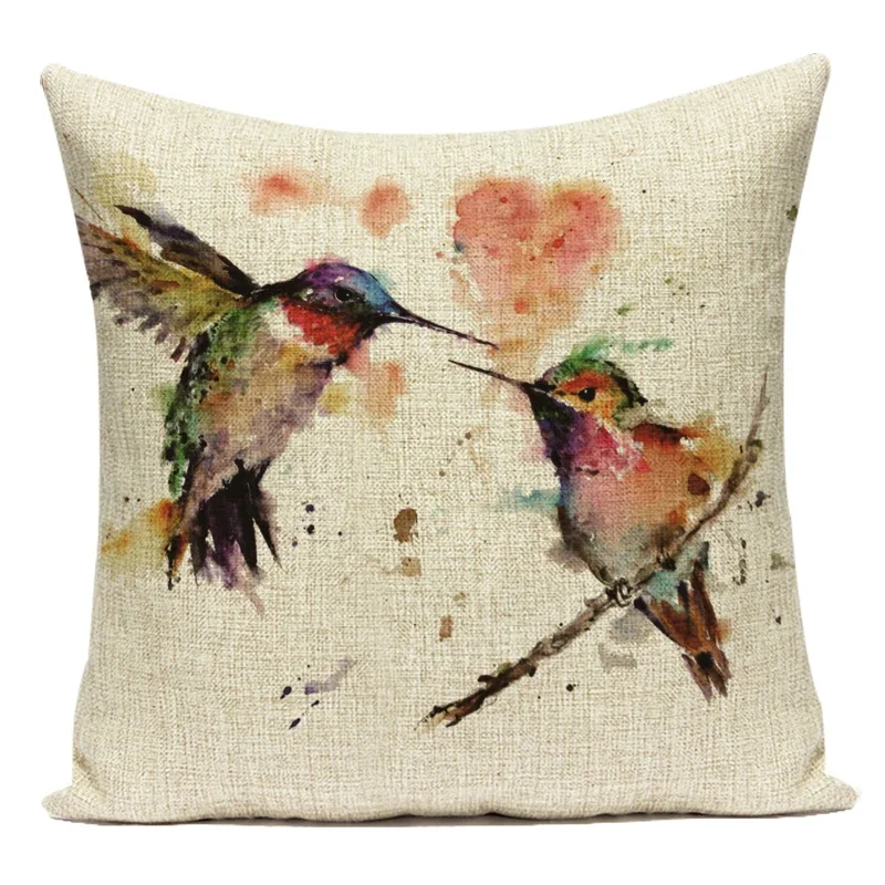 Lovely Animals Birds Peacock Red Flower Decorative Pillows Cover Home Decor Sofa Polyester Cushion Cover For Car Living Room