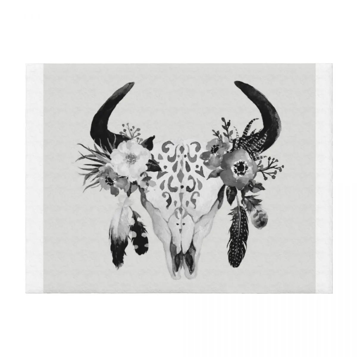 

Monochrome Bohemian Stag Skull Throw Blanket for winter Weighted anime for babies Blankets