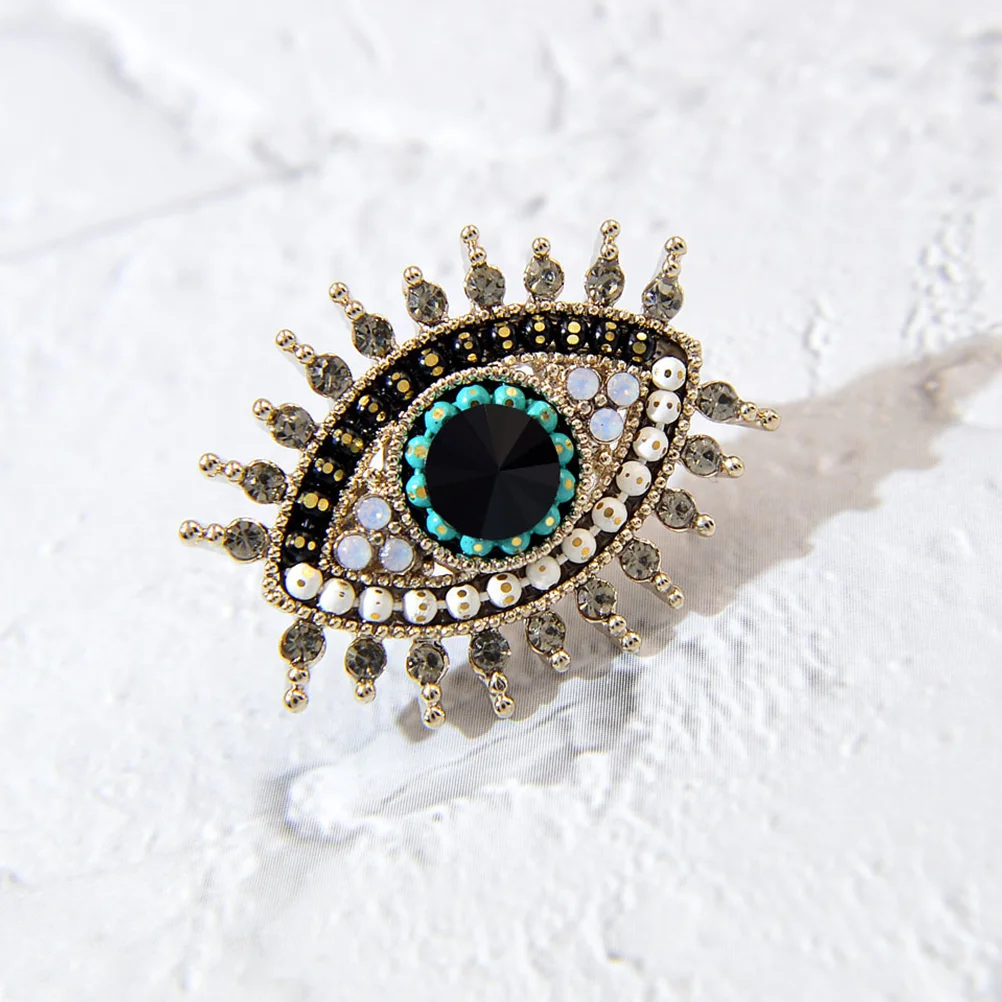 Demon Eye Brooch Retro Decor Pin For Backpacks Simple Evil Metal Clothes Miss Lapel Rhinestone