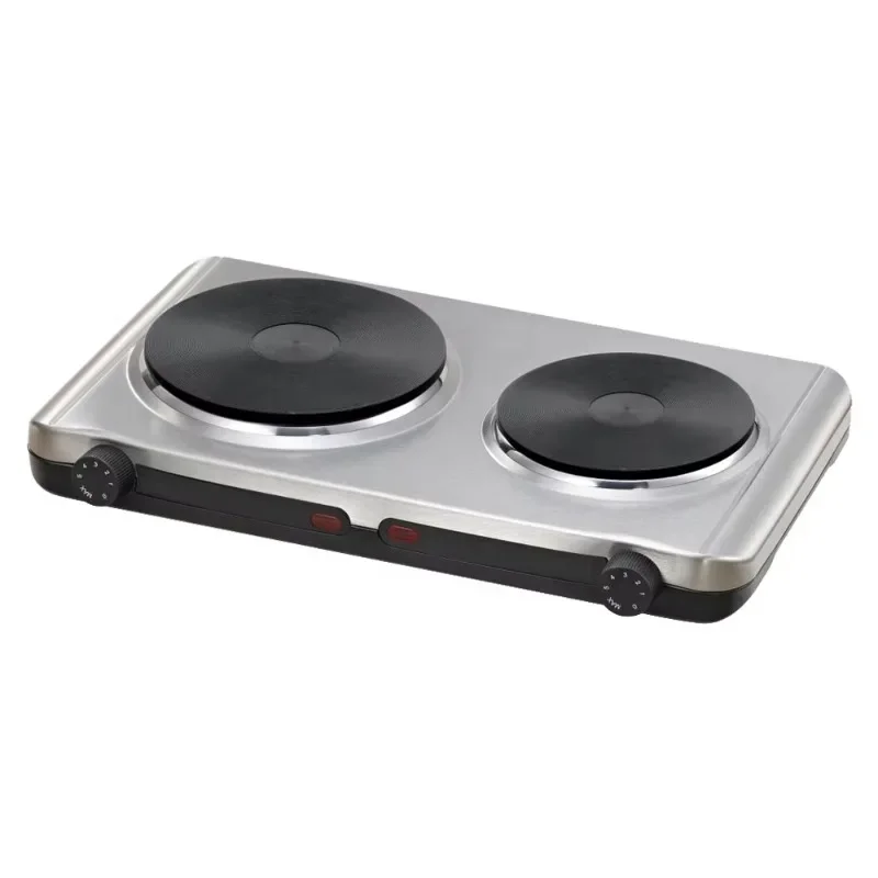 750W Electric Hot Plate 2 Burner Electronic Hot Plate Adjustable Coil Heating Element Home RV