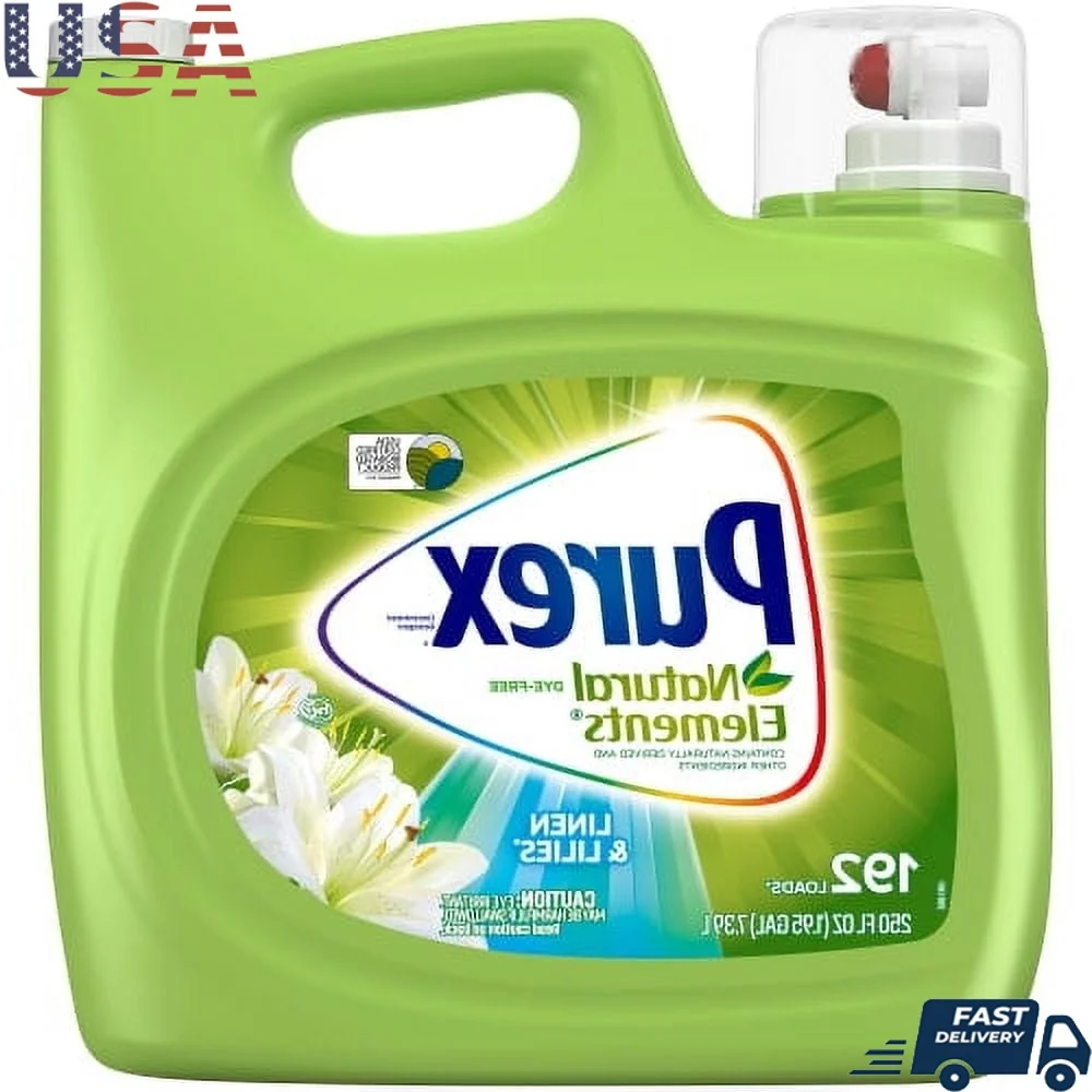 Elementos naturales Detergente líquido para ropa Lino Lirros Hipoalergénico a base de plantas 192 cargas Piel sensible Ecológico 61%
