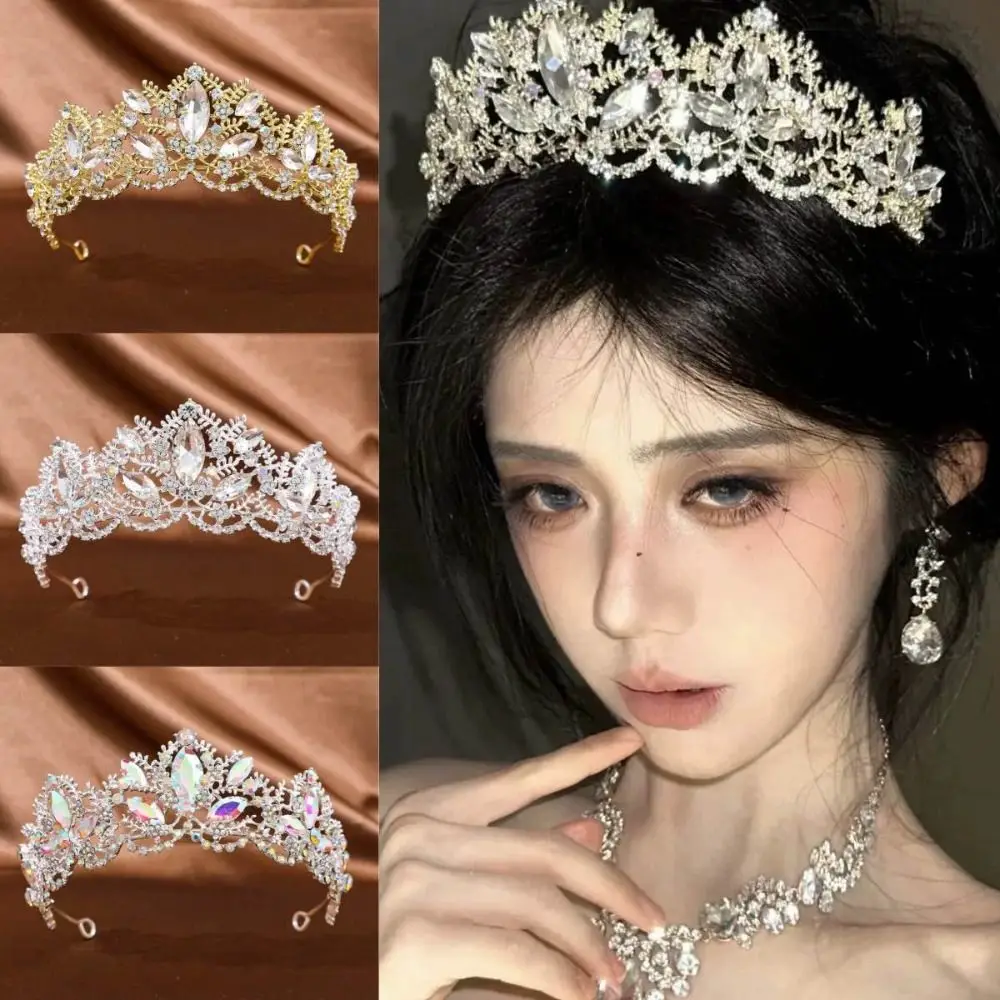 

Sparkling Shiny Baroque Crown Crystal Luxury Style Wedding Bridal Tiara Bridal Hairband Exquisite Rhinestone Crown Women Girls