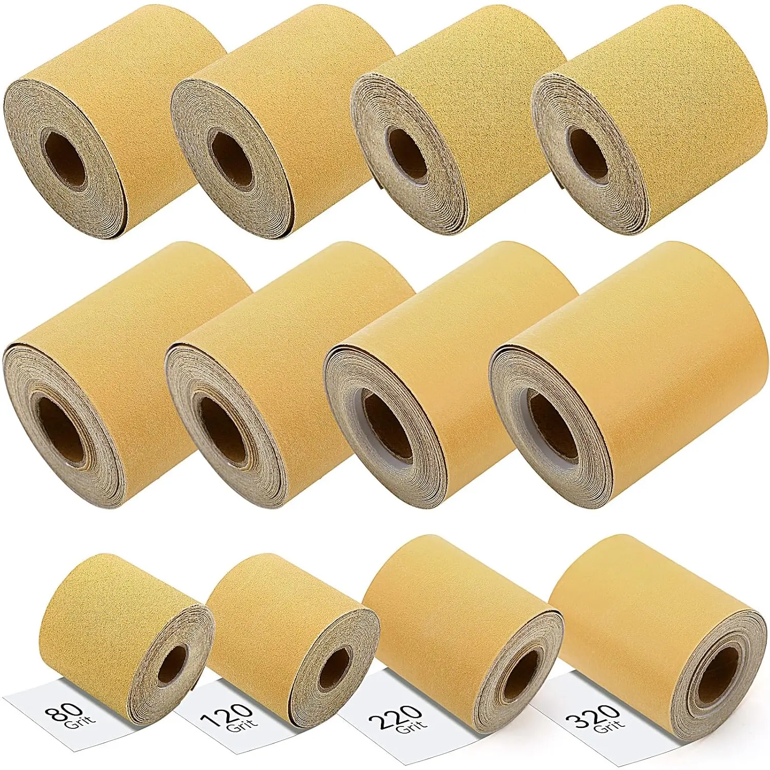 18 Rollos de Papel de Lija Continuo PSA de 90 Yardas, Grano 40, 60, 80, 120, 180, 220, 320, 400, 600, de 2-3/4 Pulgadas de Ancho, Papel de Lija Autoadhesivo para Lijado Manual, Automotriz y Carpintería