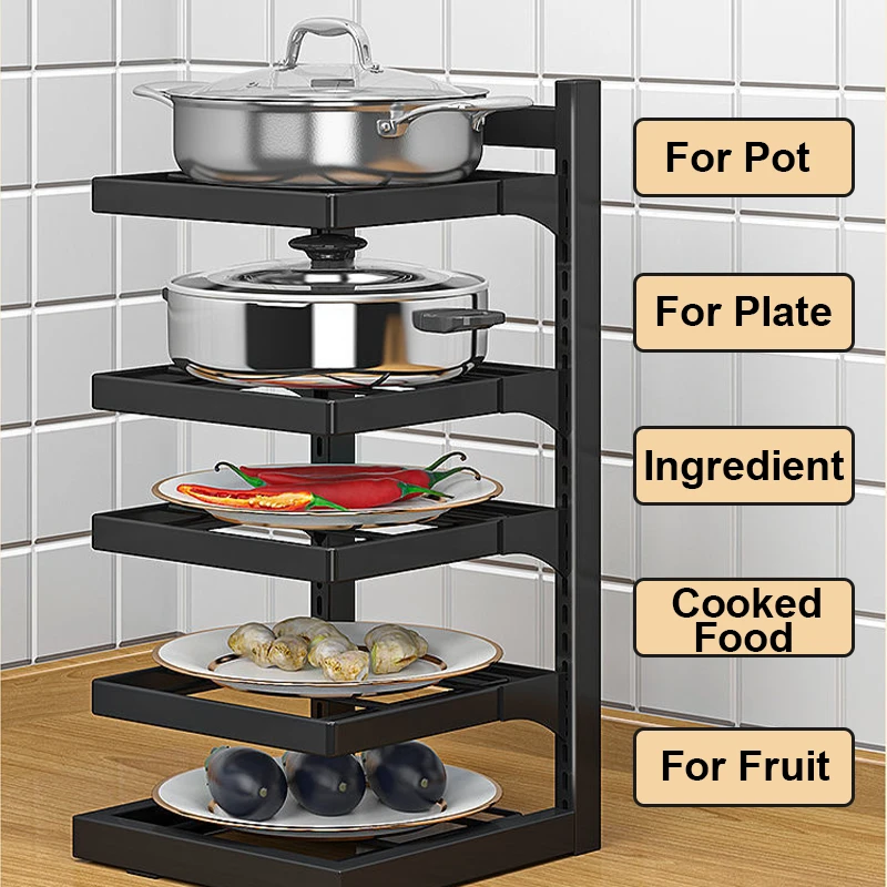 

Home Storage Kitchen Accessories Adjustable Pot Rack Organizer Cabinet Storage Kitchen Organizer Pot Lid Rack Cookware Holders