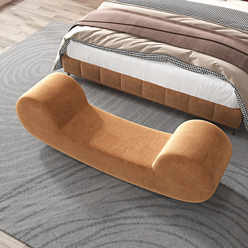 Bedside stool, bedroom couple curved bedside stool, master bedroom mood long sofa leather stool
