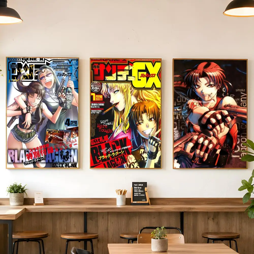 Classic Japanese Anime B-Black Lagoon Poster Matte Wall Peel And Stick Decor Bedroom Living Room Office Dorm Home