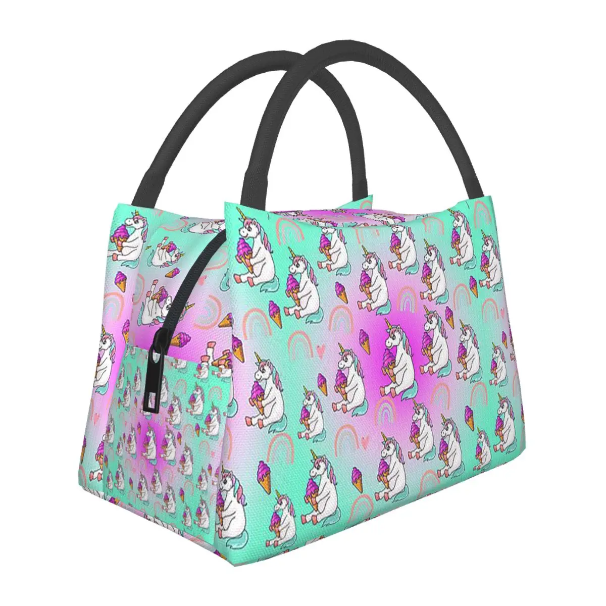 Ice Cream Unicorn Lunch Bags Insulated Bento Box Portable Lunch Tote Picnic Bags Cooler Thermal Bag for Woman Children Travel