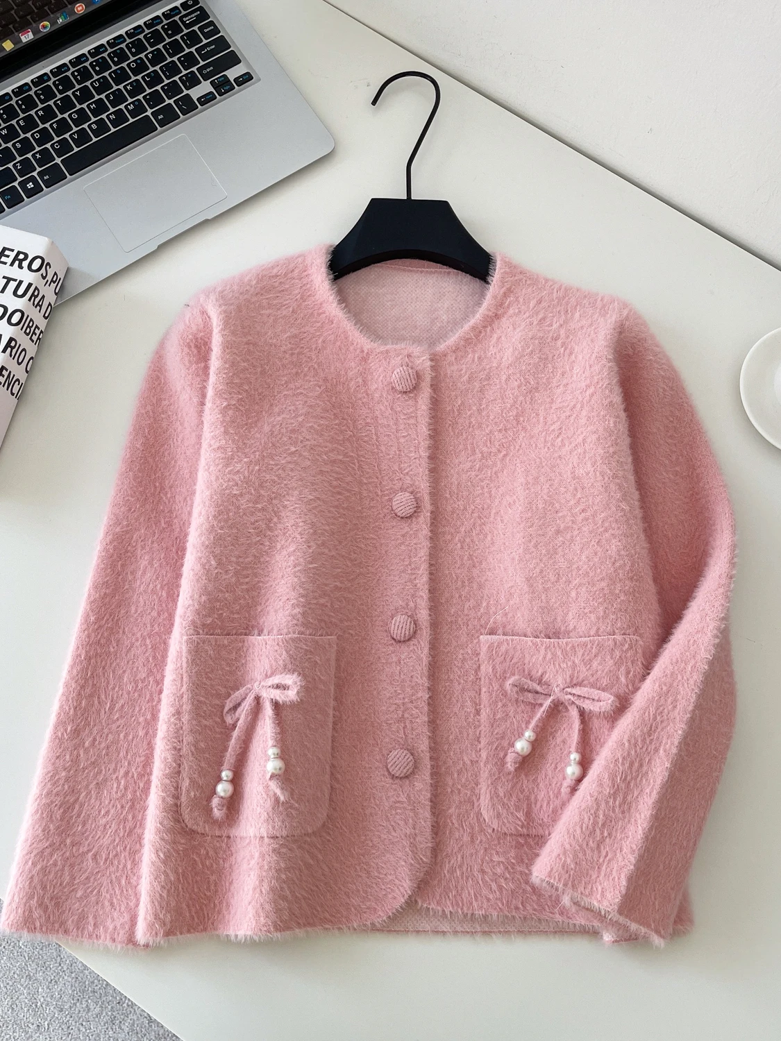 韓国 Sle レディース ニットコート ロング Sve ラウンド ネットノット 冬 ファッション アウター 多用途 ミッドレングス カーディガン