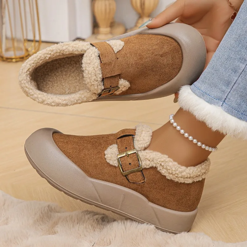 

Non Slip Thick Bottom Furry Snow Boots Women 2025 Winter Comfort Platform Fluffy Fur Sneakers Warm Thick Plush Women's Shoes 43