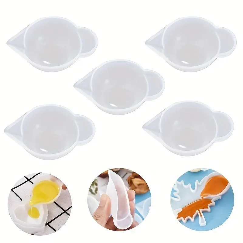 5pcs Silicone Resin Mixing Cup Tools Set DIY Crystal UV Epoxy Resin Casting Mold For Making Tools Easy To Peel Beginner Helper