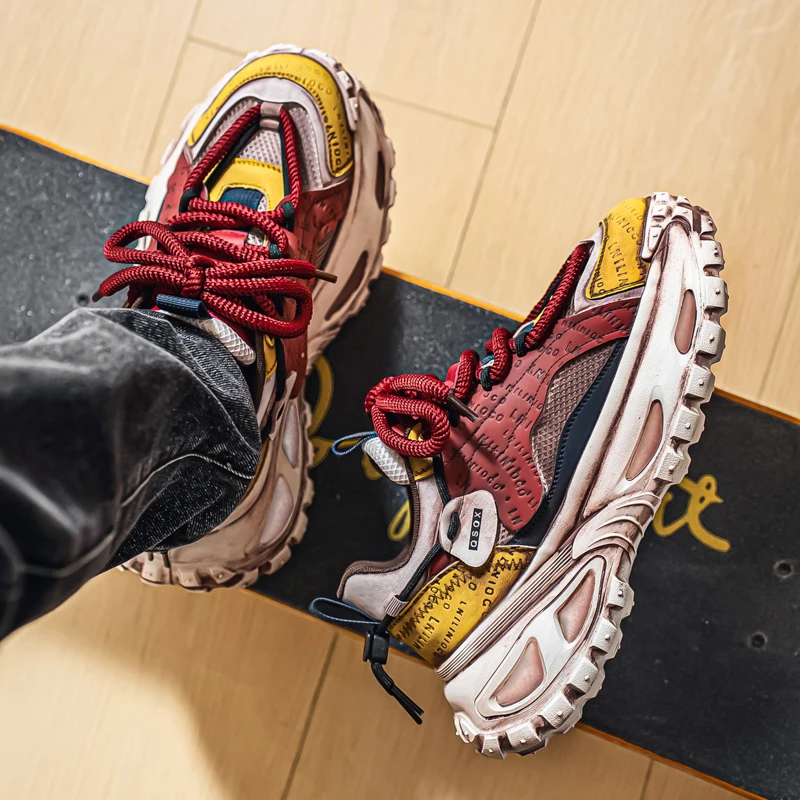 

Осенняя обувь для папы с низким берцем и толстой подошвой в стиле ретро, мужская модная дышащая удобная повседневная обувь для прогулок на открытом воздухе, фитнеса, молодежи