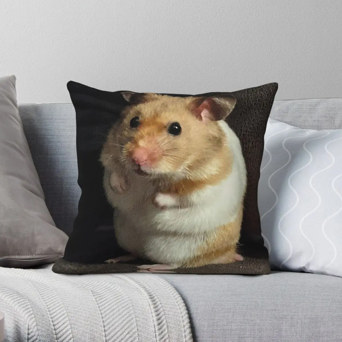 

Hamster Sitting On Sofa Square Pillowcase Polyester Printed Zip Decor Throw Pillow Case Sofa Cushion Cover