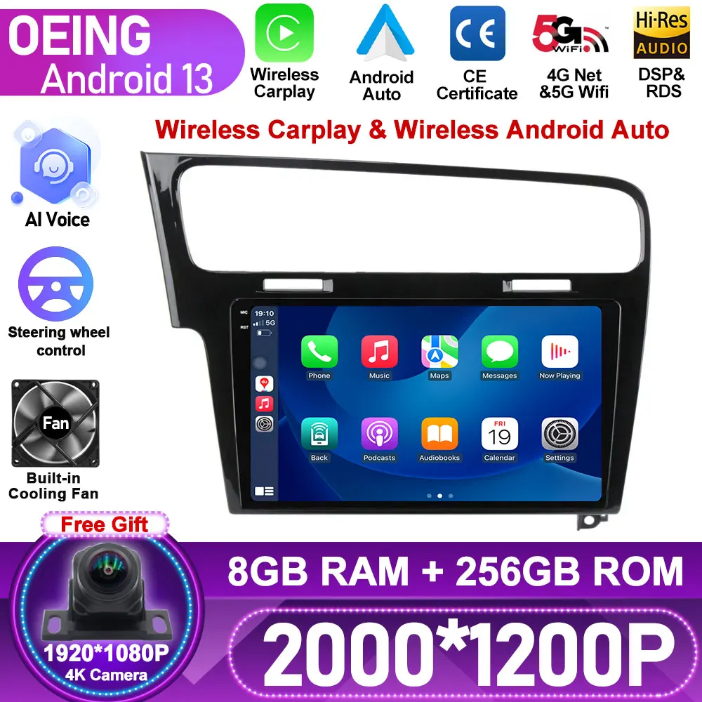 

For Volkswagen VW Golf 7 MK7 GTI 2011 - 2021 Android Auto Car Radio Multimedia GPS Stereo Video Player Carplay Screen HD BT 2din