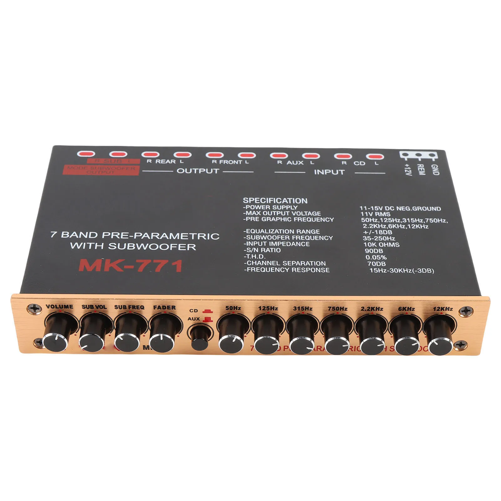 Car Stereo Equalizer Adjustable Frequency 7 Band Car Graphic Equalizer Independent Volume Control for RV Boat Motorcycles