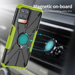 OPPO Realme 8 8i C20 C21 C21Y C25Y Q3i 30 V13 V15 Pro 전화 케이스, Mecha Bear 충격 방지 접이식 링 마그네틱 온보드 커버