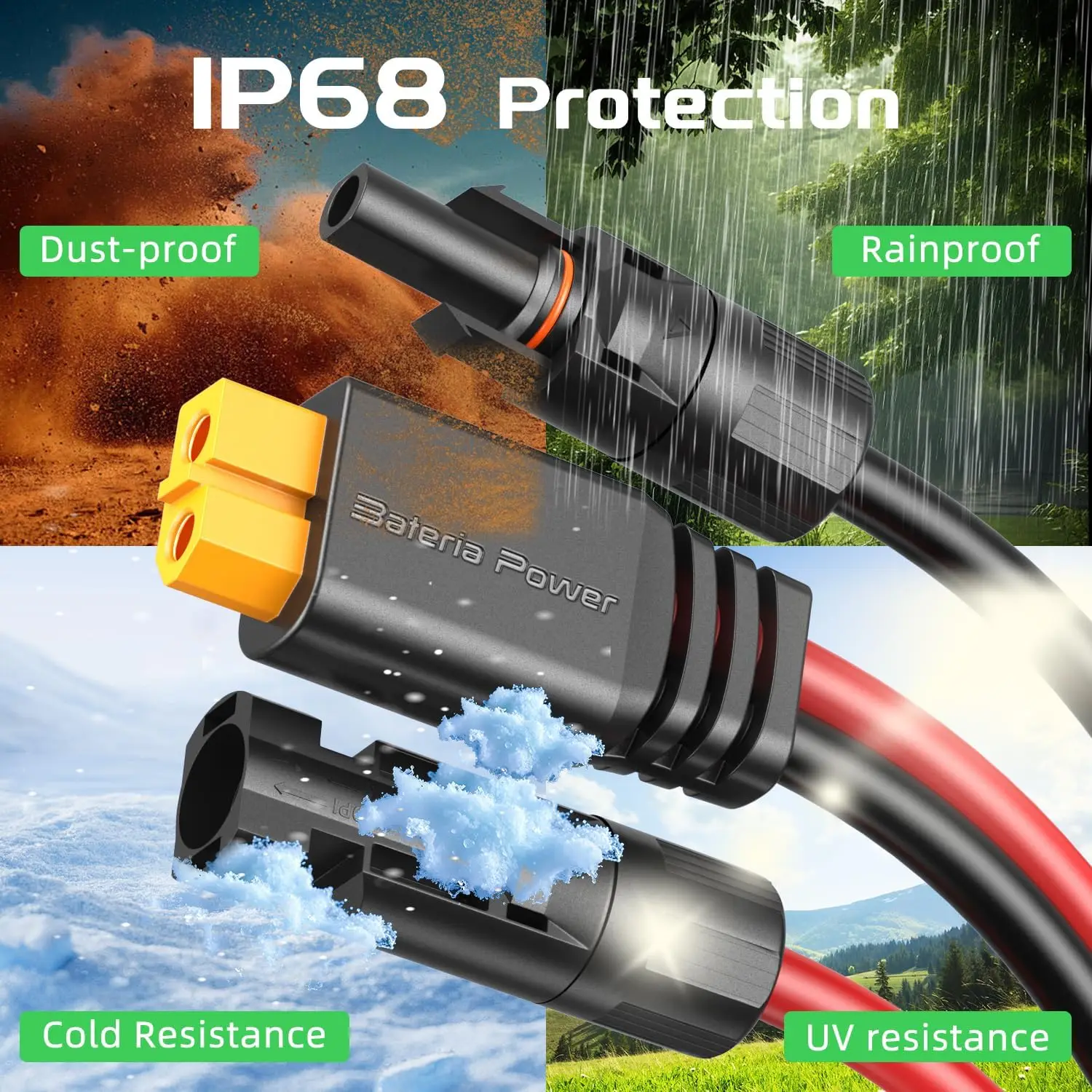 

Solar to XT60 Charge Extension Cable 12AWG 10Ft Solar Connector to XT60 Adapter Cable for Solar Panel to LiFePO4 Battery