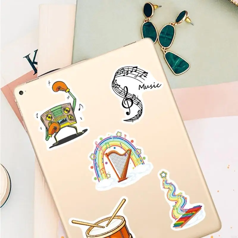 W89C 50PC 접착 음악 데칼 성인을위한 록 롤 펑크 빈티지 스티커 어린이 Hydroflasks 노트북 스케이트 보드 수하물 창