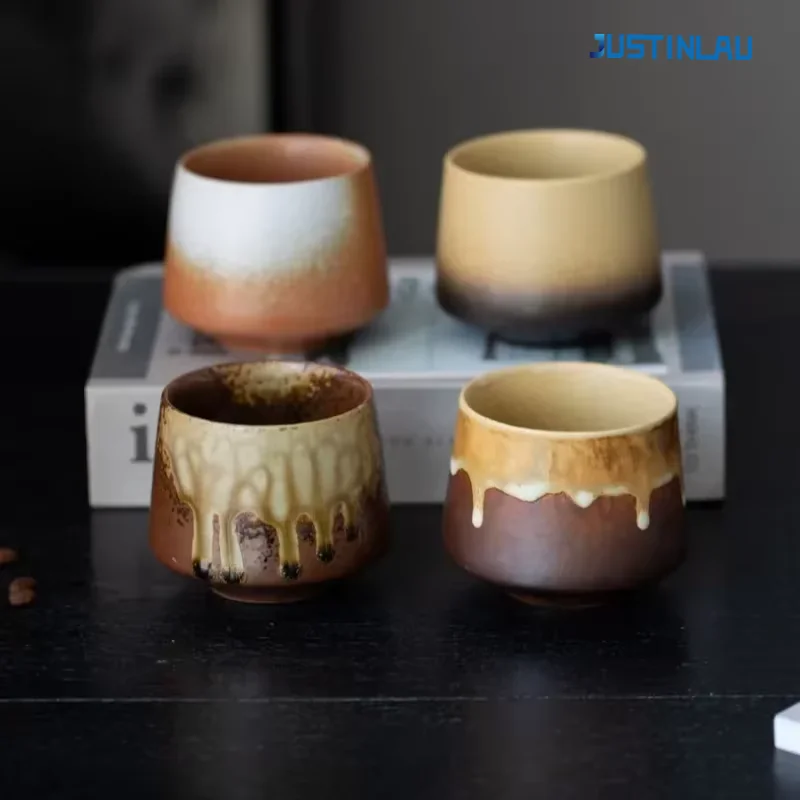 JUSTINLAU Neue Vintage-Keramiktassen Japanisches Steinzeug-Porzellan Teetasse Gesunder Lebensstil Kung-Fu-Tee Sake Kaffeetasse Trinkgeschirr