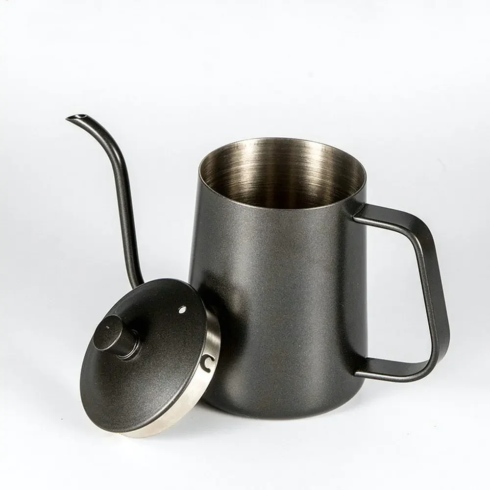 600ml Non-stick Coating Coffee Tea Pot Slender Mouth Coffee Kettle with Handle Lid Free Shipping