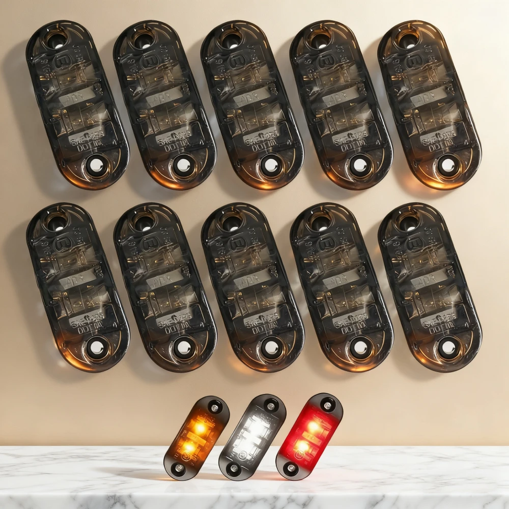 10Pc Smoked LED Trailer Clearance Lights 12V 24V Side Marker Lights For Trucks Cargo Sidelight RV Bus Camper Caravan Signal Lamp