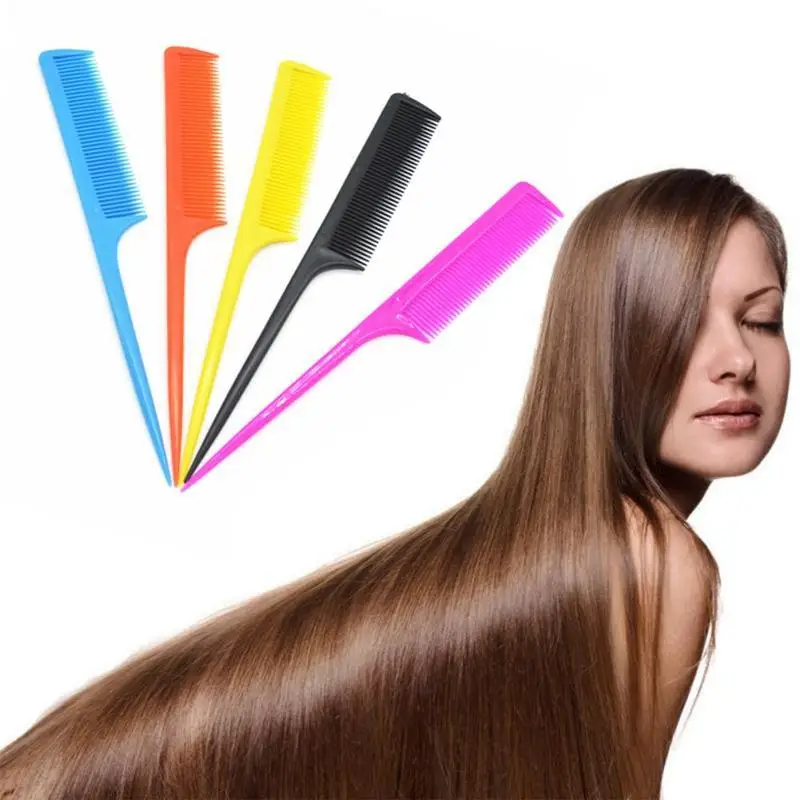 1pcs Random Colorful Plastic Pointed Tail Comb Fashion Professional Portable Hair Styling Beauty Tools