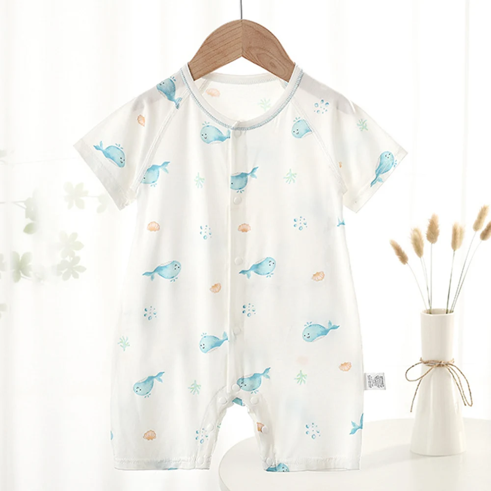 Baby Jumpsuit Summer Short Sleeve Modal Soft Thin Breathable Newborn Clothes Air Conditioning Unisex Baby Romper For Boys Girls