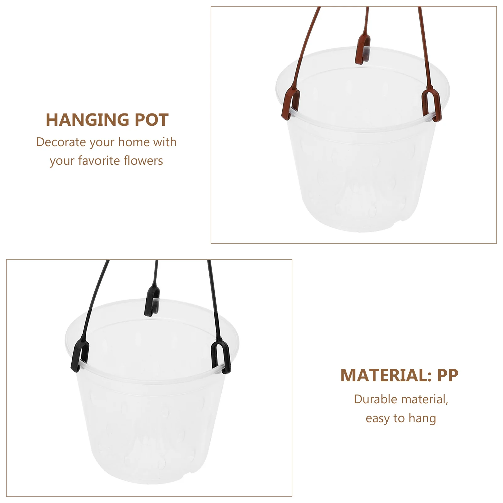 

5Sets Transparent Flower Pots Set PP Hanging Flower Pots for Succulents Orchids Balcony Garden Planters Decorative Plant