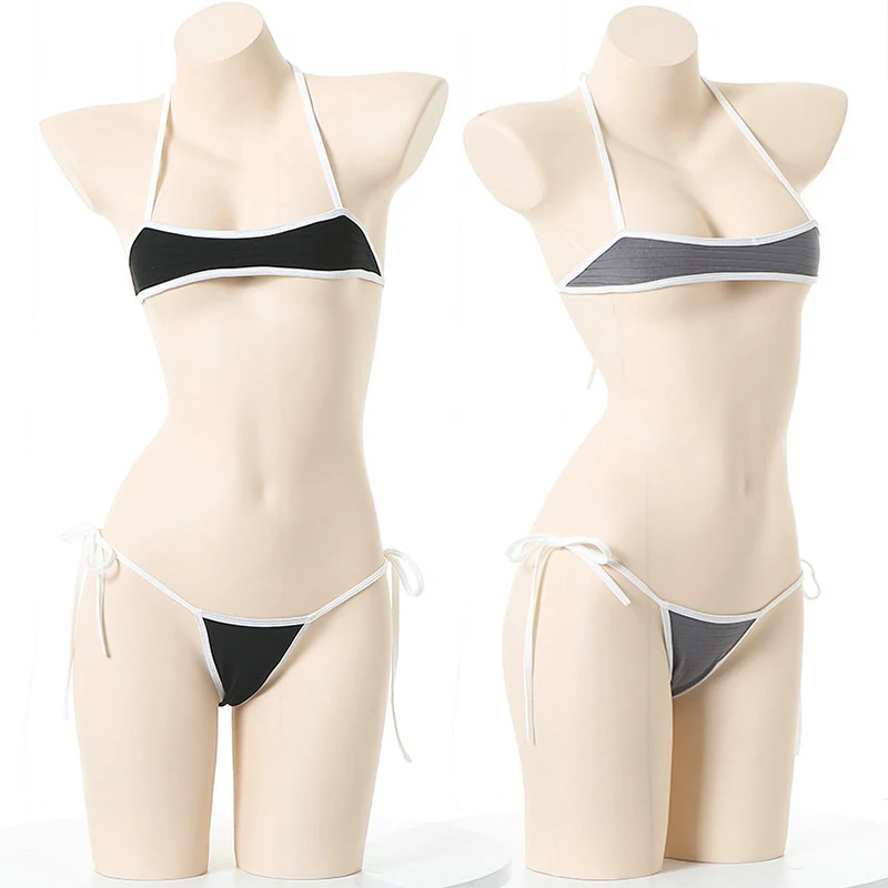Sexy Micro Bikini Women Solid Three Points Underwear Mini String Swimsuit Beach Swimwear Lingerie