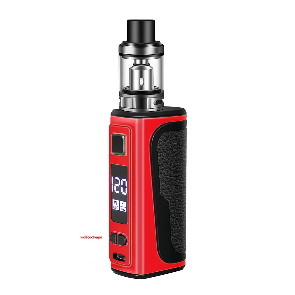 wolfcoolvape 120w E Cigarette Vaporizer kit Electronic Cigarettes Vape 120W Box Mod Kit 1800mah  OLED Screen 2.5ml Atomizer