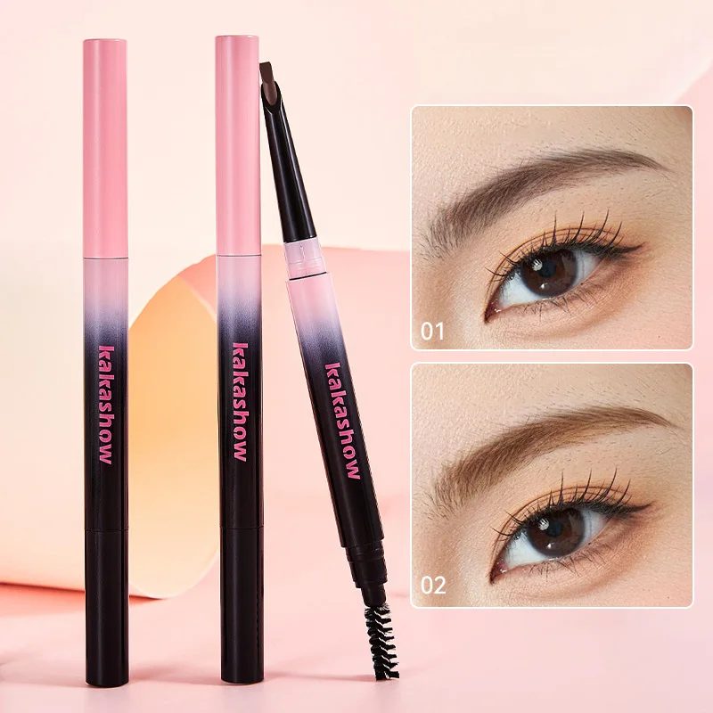 카카쇼 듀얼 헤드 아이브로우 펜슬, 자연스러운 컬러 디스플레이를 위한 브러쉬 헤드 포함, 와일드 아이브로우 메이크업, 워터프루프 및 오래 지속