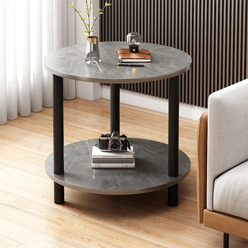 Side Double-Layer Sofa Apartment Simple Eight-Immortal Table Bedroom Coffee Table Small Table Living Room Mini Storage Rack