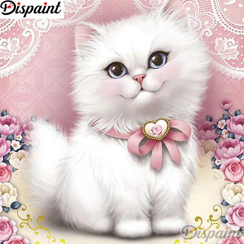 

Dispaint Full Square/Round Drill 5D DIY Diamond Painting "Animal cat" Embroidery Cross Stitch 3D Home Decor A12848