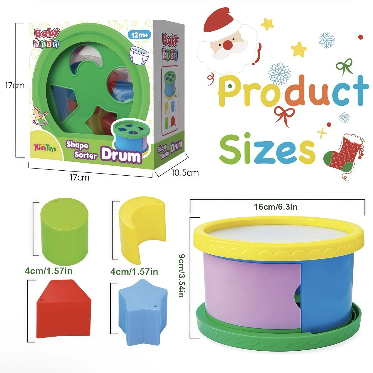 Toddler Fine Motor Skills Toys, First Blocks Set Of 8 Shapes For Sorting Play, Stacking Toy