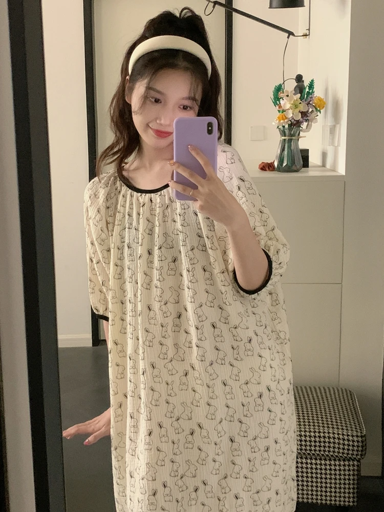 

Милая японская женская домашняя одежда с длинными рукавами, летняя, свободного кроя, с милым мультяшным принтом, повседневная, удобная