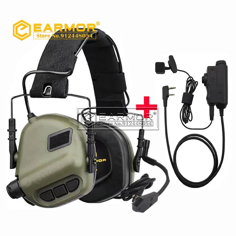 

EARMOR M32 Tactical Headset & Kenwood PTT Adapter A Set for Communication Shooting Hearing Protection Noise Canceling