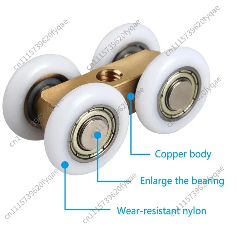 6pcs Sliding Door Roller Shower Glass Slide Doors Pulley 4 Wheels  Door Hanging Wheels Rail Track Pulley Bearing Wheels Hardware