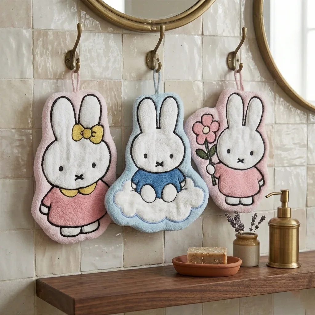 2026 HEISSER VERKAUF 1/3 Stück Niedliche Miffy Handtücher Verdickte Toiletten- und Badezimmer-Cartoon-Tücher Geschenk Handtücher Miffy Zubehör – Detail 2