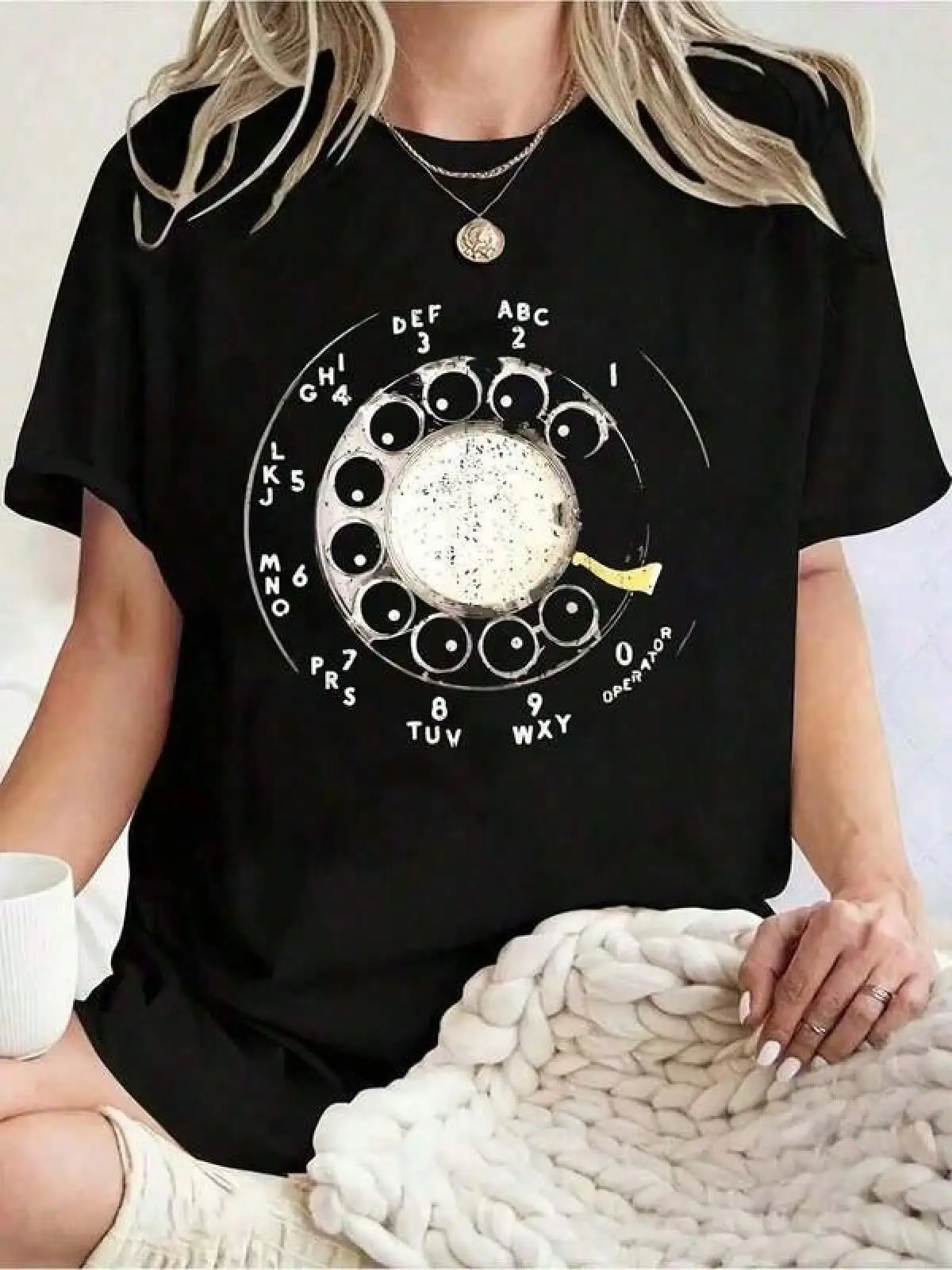 T Shirt Print ,Graphic-Cotton Tees Size Plus,% Cotton Fashion-Shirts Retro Style Size With Rotary Telephone Pattern, Casual And Comfortable, Suitable Daily Use, Very Suitable As A Birthday Family And Friends. 220g Loose And Comfortable