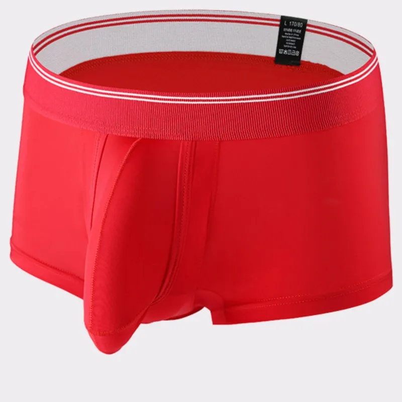 

Big Pouch Breathable Ice Silk Underwear Men Sexy U-Convex Boxer Shorts Solid