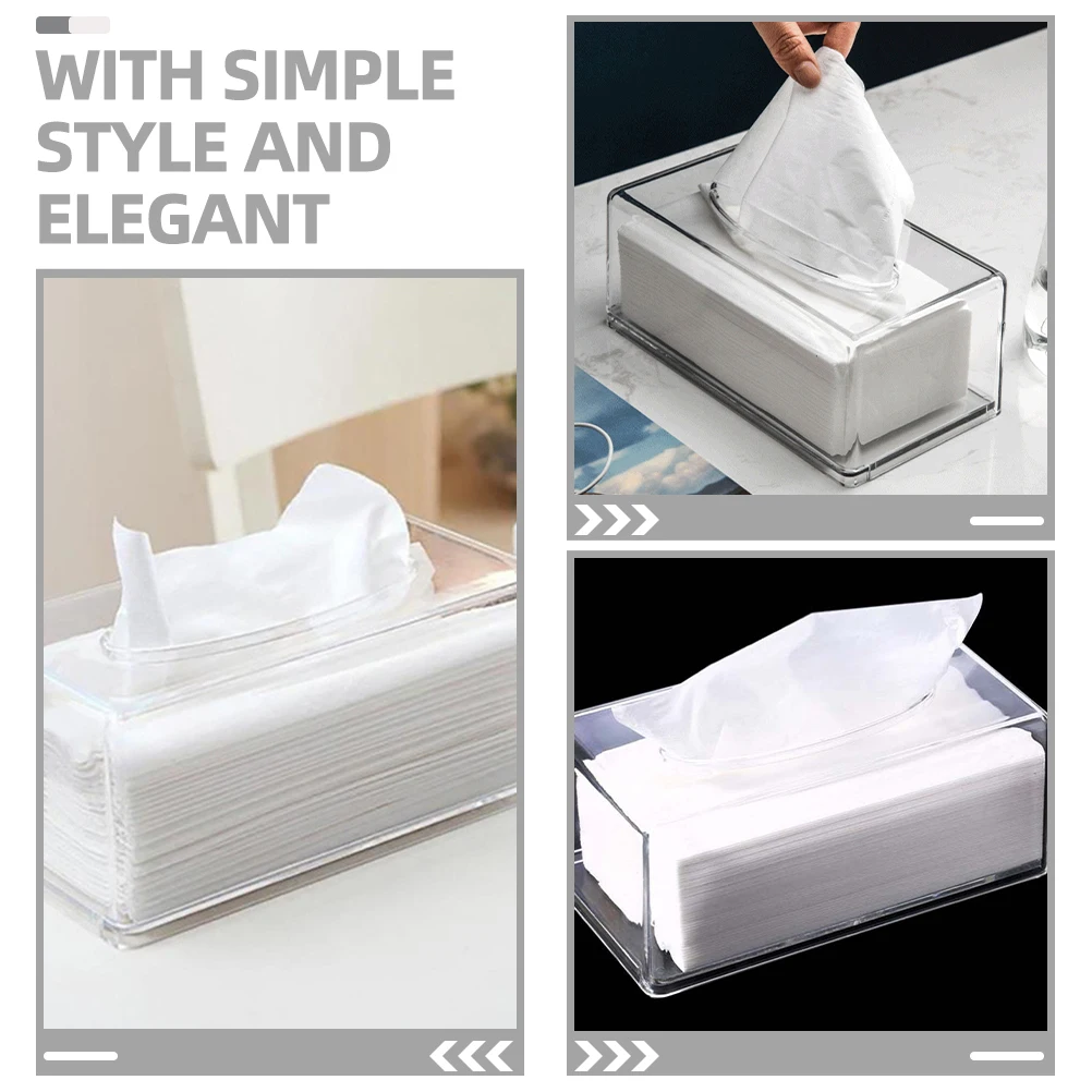 

Transparent Acrylic Tissue Box Paper Towel Dispenser 26X14X11CM Storage Case Bathroom Desk Car Napkin Holder Simple Style Fine